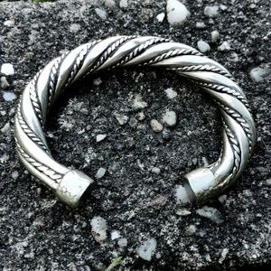 Antique Heavy Rope Silver Cuff Bracelet